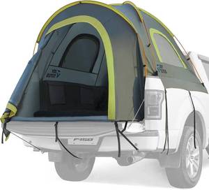 lot 111706 image: Retails for $140 JOYTUTUS Pickup Truck Tent 5ft 2.0, Waterproof PU2000mm Double Layer for 2 Person, Portable Truck Bed Tent with Rainfly, Green, Aluminum Pole