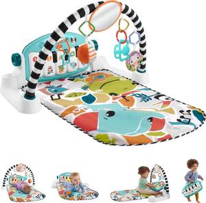 lot 111723 image: Fisher-Price Baby Playmat Glow and Grow Kick & Play Piano Gym, Blue Musical Learning Toy with Developmental Activities for Newborns 0 Months