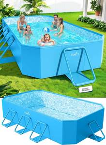 lot 111730 image: Retails for $140 FunBy Large Foldable Pool, Foldable Swimming Pool, Large Foldable Pool for Adults, Non-inflatable Pool,Oversize Thickened Collapsible Pool, Kids pool for Backyard,Mosaic Design 108x68x20-Light Blue