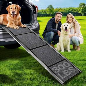 lot 111731 image: Dog Ramp for Large Pets, 71  20 Felt Surface Pet Car Ramp & Stairs, Non-Slip Design Protects Joints, Portable 300 Lbs Capacity for SUV, Truck, High Profile Vehicles
