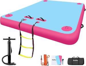 lot 111732 image: Retails for $237 Inflatable Floating Dock for Lakes, Thick Lake Floats for Adults  Non-Slip Air Dock Platform with Portable Carrying Bag, Floating Platform Island for Pool Beach Ocean