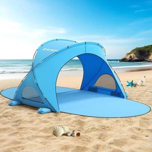 lot 111735 image: Raynesys Beach Tent Sun Shelter for Sand Camping Fishing, 1-3 Person, Blue  Beach Shade Tent with UPF50 UV Protection, Portable Sun Shelter, Shade Tents with 2 Zippered Doors