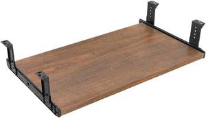 lot 111736 image: FRMSAET Under Desk 202430 inch Keyboard Drawer Platform (24 in, Brown)  Heavy Duty Wood Computer Platform Pull-Out Sliding Drawer Furniture Accessories with Adjustable Height Slides, Save Space