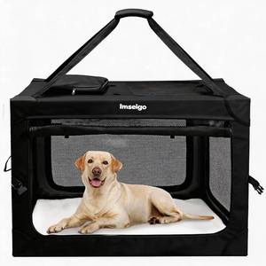 lot 211538 image: Collapsible Dog Crate, Portable Soft Dog Crate with Fleece Bed for Medium Dog, Folding Travel Carrier Kennel with 3-Door Mesh Windows for Indoor &Outdoor