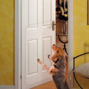lot 211544 image: In hand Clear Pet Door Scratch Protector Shield Protect Your Furniture, Heavy Duty Deluxe Flexible Door Guard Cover