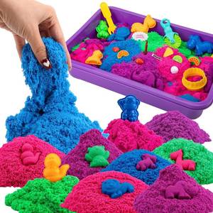 lot 211557 image: Asoxt Sensory Bin for Boy Girl Kid Toy - 43pcs Play Sand Art Kit with Sandbox, 4lb Color Sand, 17 Molds, Sensory Toy Birthday Gift for Girl Toddler Ages 3-8