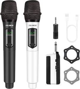 lot 211560 image: talomen Wireless Microphones, Professional Dual Karaoke Microphone for Singing, Handheld Cordless Dynamic Mic System with Rechargeable Receiver(160 Ft) for Wedding, DJ, Speech, Church, Party, K602-BW