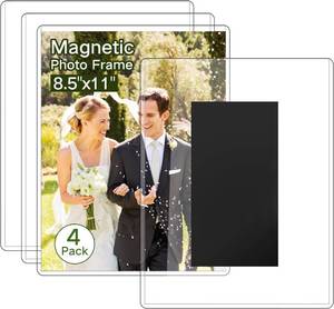 lot 211569 image: 8.5x11 Magnetic Sign Holder, Large Clear Magnetic Picture Holders for Refrigerator, Perfect for Artwork, Schedules, and Certificates Display - 4 Pack