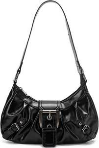lot 211580 image: Y2K Trendy Purse for Women, Leather Buckle Punk Hobo Clutch Purses Bags for Ladies Top Handle Shoulder Bag