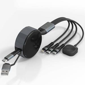 lot 211620 image: Multi Charging Cable for Apple Watch with Type CLightningMicroWatch  100W Retractable Multi Charging Cable, 4 in 2 Retractable Portable Charger Cord for iPhone1716151413, iPad, Tablets