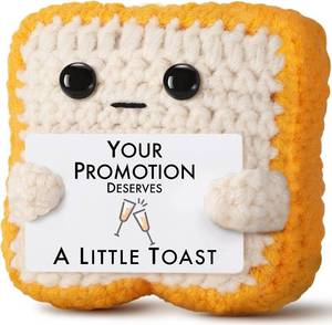 lot 211624 image: Crochet Toast Promotion Gifts   Handmade Congratulations Plush - Funny Career Change New Title Gift for Coworker, Friend, Son, Daughter, Boss, Manager, Employee   Small Office Decor for Desk