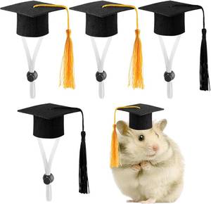 lot 211625 image: FOIMAS Mini Graduation Caps with Tassel,4pcs Small Animal Bachelor Hats for Small Cat Dog Guinea Pigs Hedgehog Hamster Graduation Party Photo Props