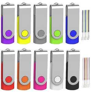 lot 211635 image: 32GB Flash Drive 6 Pack, Wooolken USB 2.0 Thumb Drive Swivel Memory Stick  Bulk Pen Drive with Lanyards Multipack Zip Drive for Data Storage Backup