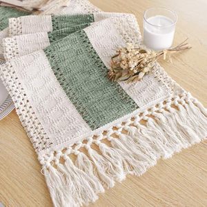 lot 211652 image: FEXIA Boho Table Runner for Home Decor 12x72 Sage Green Fall Decorations  72 Inches Long with Tassels Rustic Macrame Farmhouse Table Cover for Wedding Party Bohemian Bridal Shower Dining Decorations