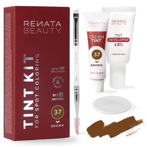 lot 211663 image: RB RENATA BEAUTY Tint Kit   Cream Hair Dye Kit with Developer and Application Brush for Spot Coloring - Covers Gray Hairs, Smudge-Proof, Long-Lasting Up to 4 Weeks, 20 Applications Brown