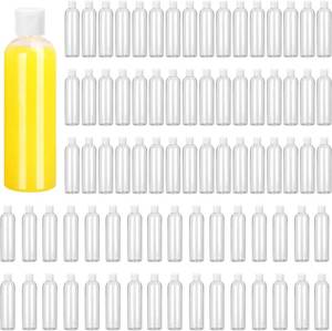 lot 311523 image: 100 Pack 4 oz Plastic Squeeze Bottles with Top Flip Caps, Clear Empty Squeeze Bottles for Lotion, Travel-Friendly Clear Refillable Bottle, BPA-Free for Liquids and Personal Care