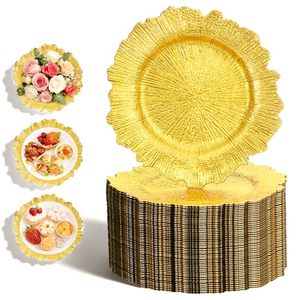 lot 311545 image: Retails for $160 Gold Charger Plates Bulk 100Pcs, 13 Gold Reef Chargers for Wedding