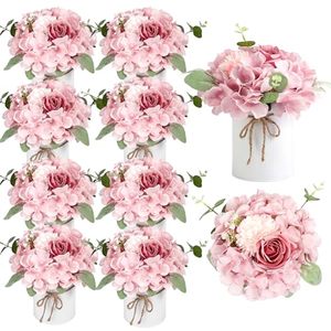 lot 311554 image: Auihiay 10PCS Flower Centerpieces for Tables, Pink Hydrangeas and Roses