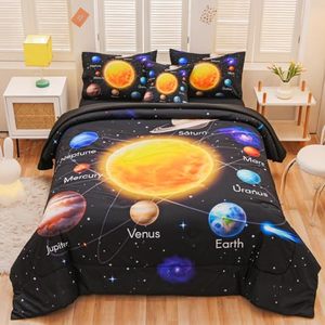 lot 311555 image: Twin Comforter Set for Boys 6Pcs Bed in A Bag Space Bedding Set