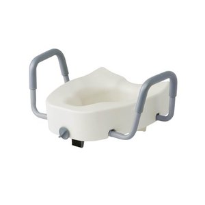 lot 101666 image: Medline 5 Elongated Raised Toilet Seat, With Lock and Removable Padded Arms