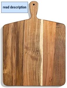 lot 311508 image: Acacia Wood Cutting Board and Chopping Board with Handle for Meat, Cheese Board, Vegetables, Bread, and Charcuterie - Decorative Wooden Serving Board for Kitchen and Dining Room, Large 17 x 13