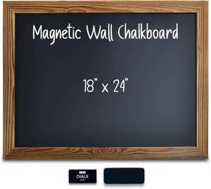 lot 171415 image: Better Office Products Magnetic Wall Chalkboard, Large Size 18 x 24, Rustic Wood Frame, Chalkboard Sign, Vertical or Horizontal Wall Mount, Includes Chalk and Eraser,(Rustic Brown)