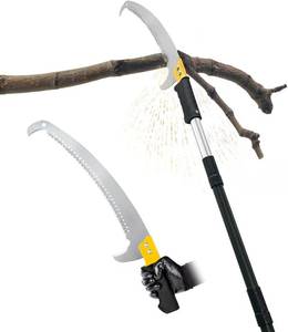 lot 171422 image: 14.5FT Pole Saw with Adjustable Length for Tree Trimming, Lightweight Manual Pruning Saw with Mn Steel Blade, Long Extension Branch Cutter Pole Pruner for Yard, Garden, Patio & Forestry Use