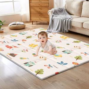 lot 171423 image: XVISHX Baby Play Mat, 50 x 50 Inch Play Mat Perfect for Use Baby Playpen, Foldable Baby Foam Playmat for Floor, Portable Waterproof Activity PlayMats for Babies, Infants and Toddlers