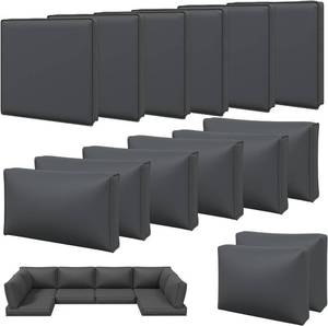 lot 171427 image: Aoxun Waterproof Cushion Covers for Outdoor Furniture 14PCS, Covers Only  Washable Patio Cushion Covers Replacement with Zipper & Non-slip Bottom, Patio Sofa Couch 3 Sizes for Patio Sectional (Grey)