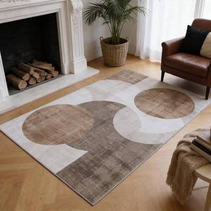 lot 271439 image: Washable Area Rugs 5x7 Non-Slip Modern Abstract Soft for Living Room Entryway Bedroom Nursery, Print Pattern, Brown