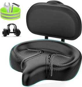 lot 271456 image: BLUEWIND Oversized Bike Seat, Wide Bicycle Saddle Novel Backrest Design for Electric Bike, Universal Fit Exercise Bike or Road Stationary Bike Seat Cushion for Men & Women