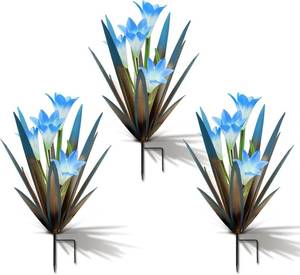 lot 271457 image: Metal Agave Plant Outdoor Decoration Lily Mexican Yard Art Garden Statue  Home Decor Hand Painted Gift Outdoor Lawn Ornaments(3 Big Blue Lilies)