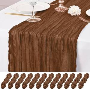 lot 271461 image: 12 Pack Brown Table Runner 10Ft Cheesecloth Table Runner Rustic Gauze Table Runners Romantic Long Sheer Fabric Cheese Cloth Table Runners for Wedding Party Bridal Baby Shower
