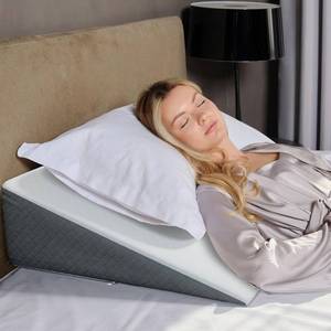 lot 271466 image: Kolbs Bed Wedge Pillow for Sleep Apnea, FSA Eligible Acid Reflux, and Back Pain Relief, with Chic Jacquard Cover - Headboard Wedges for Sleeping (Standard Width 7.5 Height)