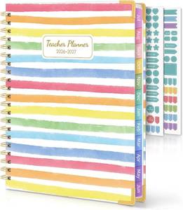 lot 271478 image: SKYDUE Teacher Planner 2026-2027 Academic Year, Monthly & Weekly Planner  8.5 x 11 Deluxe Teacher Lesson Planner with Monthly Tabs & Stickers, Lesson Plan Book 26-27, Rainbow