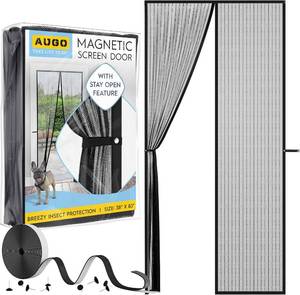 lot 271484 image: AUGO Magnetic Screen Door - Self Sealing, Heavy Duty, Hands Free Mesh Partition Keeps Bugs Out - Pet and Kid Friendly - Patent Pending Keep Open Feature - 38 Inch x 83 Inch 38x 83