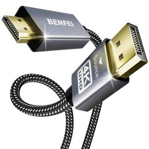 lot 271488 image: BENFEI 4K DisplayPort to HDMI 6 Feet CableAluminum Shell, Nylon Braided, Uni-Directional DP 1.2 Computer to HDMI 1.4 Screen Cable Compatible with HP, ThinkPad, AMD, NVIDIA, Desktop and More