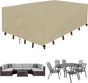 lot 371371 image: Easy-Going Rectangle Patio Furniture Cover Waterproof Outdoor Dining Table and Chair Cover Anti-UV Outside Sectional Sofa Set Covers (110L x 84W x 28H, Camel)