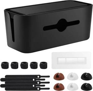 lot 371378 image: Cable Management Box,Cord Organizer for Home Office Cable Wire Hide,Black  Box for Desk Floor Cable Hide,Cable Box Organizer to Cover The Power Strip Cord Wires