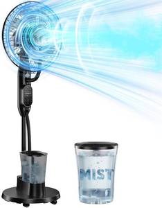 lot 371381 image: Misting Fan, 16 Standing Fan with Humidifier, Oscillating Fan with 3 Winds 9 Speeds, Ultrasonic Humidifier for BedroomLiving RoomOffice, 0.5-7H Timer for Daily Indoor Cool