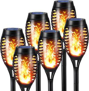 lot 371385 image: Toodour Solar Torch Flame Lights, 6 Pack Solar Halloween Lights Outdoor  with Flickering Flame, Waterproof Patio Light Landscape Decoration Lighting for Garden Lawn Yard Outdoor Halloween Decor