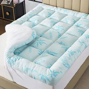 lot 371387 image: WhatsBedding 5 Inch Queen Mattress Topper Breathable Bamboo Viscose Air Layer,Memory Foam Mattress Topper Queen Size Blue.