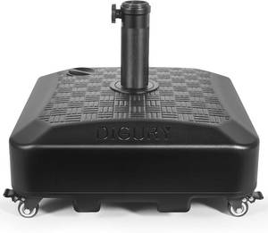 lot 371391 image: Digury Umbrella Base Outdoor Patio Umbrella Stand with Wheels Fillable 125lb Heavy Duty Mobile Base Weighted Rolling Stand - Black