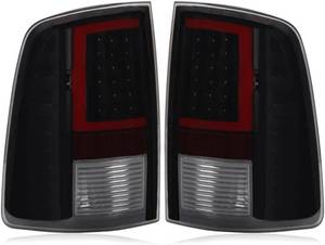 lot 371405 image: LED Tail Lights Compatible with 2009-2018 Dodge Ram 1500 2500 3500  Black and Red Brake Rear Lamp Taillights