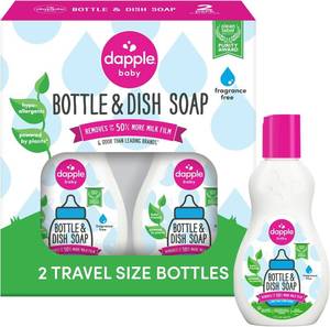 lot 371424 image: Dapple Baby Fragrance-Free Baby Bottle & Dish Soap - (2 Pack) 3 fl oz - Plant-Powered Cleaner for Bottles, Pump Parts, and Sippy Cups - Travel Size