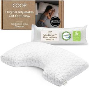 lot 471527 image: Retails for $119 Coop Home Goods Original Cut-Out Adjustable Pillow, King Size Bed Pillows for Neck & Head Support, Memory Foam Pillows - Medium Firm for Side Sleeper, CertiPUR-USGREENGUARD Gold