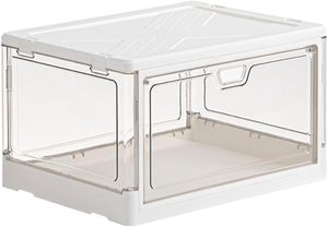 lot 471530 image: Modern White Foldable Storage Box with Lid, 18L, Medium Size, Car Trunk & Home Organizer