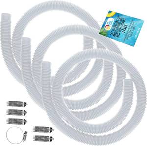lot 471532 image: U.S. Pool Supply Above Ground Pool Hose Replacement 1.5 Diameter x 59 Long, Pack of 3, White - Compatible with Intex Pool Surface Skimmer, Filter Pump Hose - 6 Metal Clamps