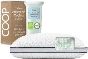 lot 471535 image: Retails for $109 Coop Home Goods Eden Bed Pillow Queen Size for Sleeping on Back, Stomach and Side Sleeper- Medium Soft Memory Foam Cooling Gel - CertiPUR-USGREENGUARD Gold