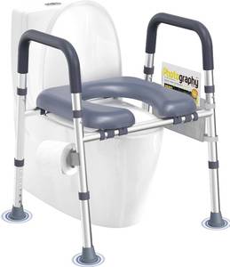 lot 471555 image: HOMLAND Toilet Seat Risers for Seniors, Raised Toilet Seat with Handles  Elevated Toilet Seat with Padded Seat, Adjustable Heigth & Width, suitable for Elderly, Handicap, Fit Most Toilet, Blue